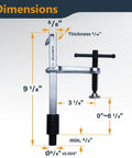 Heavy Duty Welding Clamp With T Handle, 6-1/2 Inch Opening And 3-1/4 Inch Throat Depth, Fits 5/8 Inch Welding Table Holes