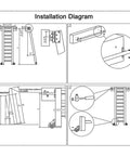 Installation diagram for Black Sliding Barn Door Kit With Floor Roller Wheels, Heavy Duty Rolling Ladder Hardware and Track System