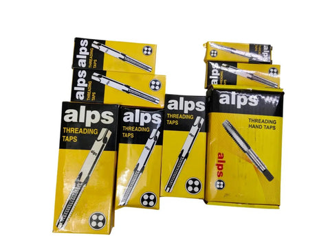 Get Your Plumbing Game On With This Slick 24-Piece BSP And BSPP British Standard Pipe Tap Die Set Ranging From One Eighths To One Inch Featuring HSS Thread Cutting Tools For Serious Repairs And Fresh Threads In Both Home And Professional Engineering. boxed Alps threading hand taps set, HSS steel, assorted sizes