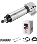 All-In-One 1.5KW Air Cooled Pro Grade CNC Spindle Kit With 110V VFD 65mm Clamp Mount ER11 Collets 1mm To 7mm Shielded 18AWG Wire Power Cable And Wrenches For CNC Router Machine.