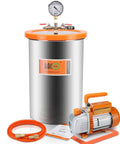 Knockout Suction Smooth As Butter 5 Gallon Vacuum Chamber With Tempered Glass Lid And 3 6 Cfm Vacuum Pump Stainless Steel Degassing Vat for epoxy resin