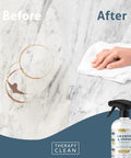 Before and after cleaning with Granite Cleaner And Polish Two 16 Ounce Bottles Pro Grade Formula For Marble Soapstone Quartz
