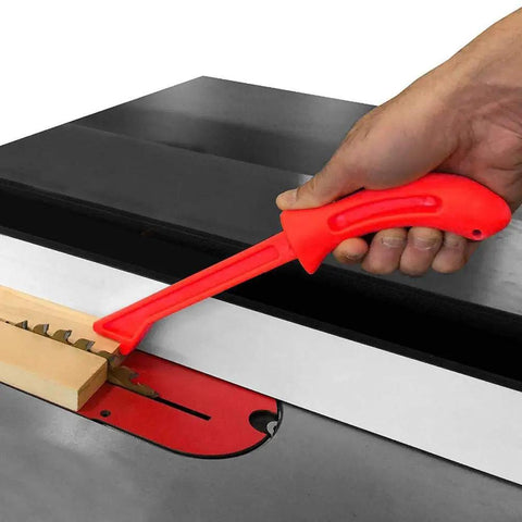 Using a red push stick from 4Pcs Safety Push Sticks for Woodworking, V Type and Straight Push Sticks Set for Table Saw, Router Table.
