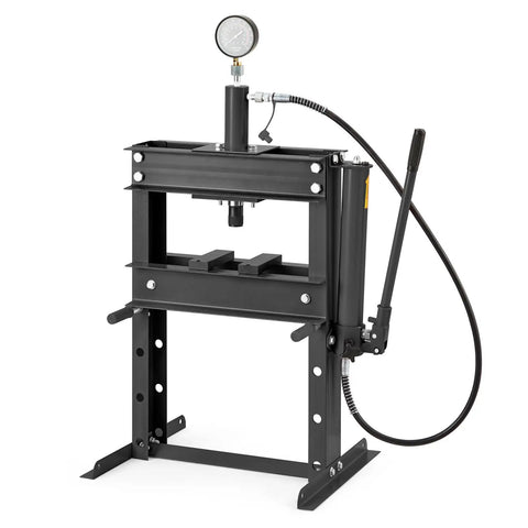 10 Ton H Frame Hydraulic Shop Press With Dual Press Plates Adjustable Work Table Height Heavy Duty Garage Floor Press For Auto Repair And Metal Fabrication Includes Precise Pressure Monitoring Black
