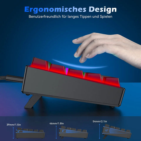 Compact 60 Percent Mechanical Gaming Keyboard Featuring Silky Linear Red Switches And Detachable Type C Cable Built For Sick Desk Setups And Lightweight Travel Rigs PC PS5 PS4 Black with ergonomic design