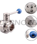 Beefy Sanitary Butterfly Valve With Pull Handle 304 Stainless Steel For 1.25 Inch Tube OD Clover Tri Clamp Fittings, side view