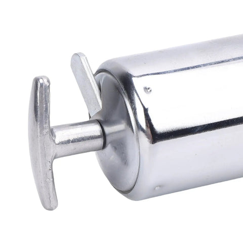 Close-up of Heavy Duty Manual Grease Pump Single Piston With Release Valve showcasing robust metallic design and sturdy grip for durability.
