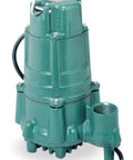 Heavy Duty 1 Horsepower Submersible Sump Pump With Cast Iron Base And One And One Half Inch Npt Discharge side view with cord.