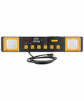 Front view of Heavy Duty Commercial Grade Power Station With Six Outlets And Two USB Ports Built In Cradle And Pivoting 1000 Lumen LED Lights Ideal For Garages, Workshops, And Job Sites.