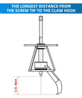 Diagram showing Heavy Duty Three Jaw Gear Puller, 2 Ton Pulley Removal Tool with 3.15 inch reach from screw tip to claw hook.