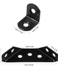 Stainless Steel Shelf Brackets With Mounting Screws Heavy Duty Corner Braces, black finish, dimensions shown.
