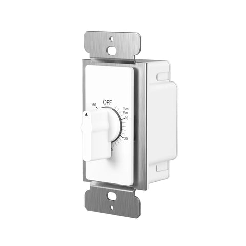 60 Minute Spring Wound Bathroom Timer Switch For Exhaust Fans And Lights No Neutral Needed With Wall Plate Included ETL Listed Old School Knob