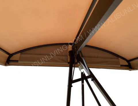 View of Replacement Canopy Top For Model GSS00132D Cunningham 3 Seater Patio Swing Top Only Custom Fit Outdoor Swing Cover