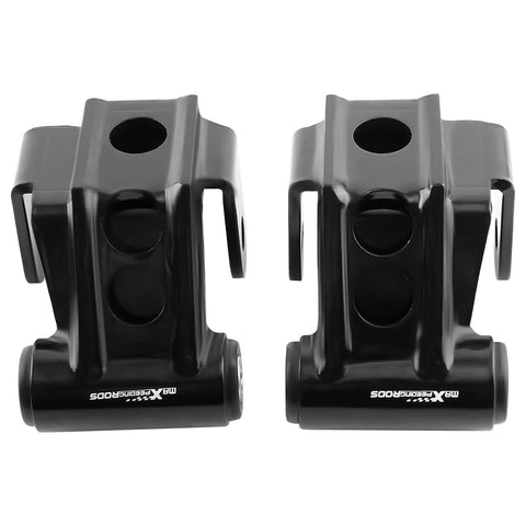 Two black 2 inch rear drop lowering shackles for Dodge Ram 1500 2500 3500 Mega Cab 2003 2013 8 lug trucks with leaf springs