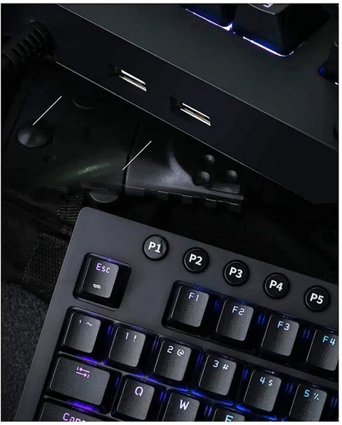 Slick Ergonomic Mechanical Gaming Keyboard Featuring Goated Adjustable Actuation Switches And Dope Oled Smart Display With Rgb Backlighting For Blazing Fast Pc And Mac Combat Sessions close-up of keys and USB ports.