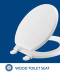 Economy Durable Wood Toilet Seat With Top Tite Hinges Model 400TTA Made In USA Round White Budget Friendly Easy To Install