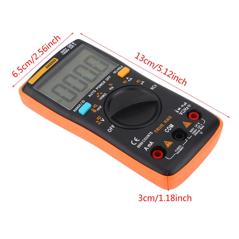 Go To Digital Multimeter Tester AN8009 with Bag and Backlit LCD Display, showing 16-in-1 functionality and compact size.