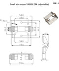 Front view: High-torque damping hinge, 304 stainless steel, adjustable 10 N·m, 1 pc, mounting holes.