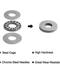 Premium Needle Roller Thrust Bearing Kit Compatible With AXK1024 Specs Includes Ten Rollers And Twenty AS1024 Hardened Washers steel cage