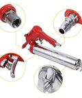 Beefy 400cc Pneumatic Grease Gun With Stainless Steel Spring, flexible hose, detailed parts view