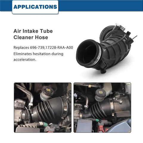 Honda Accord Air Intake Hose Direct Fit Drop In Replacement For 2003 To 2007 2.4L 17228 RAA A00, close-up view.