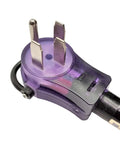 Close-up of NEMA 14-50P plug with lighted connector for Heavy Duty 50 Amp RV and EV Extension Cord 36 Ft 4 Prong