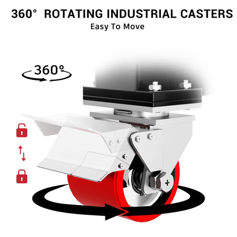 360-degree rotating caster on 3 Ton Portable Gantry Crane with 8.53 Ft Wide Span, Adjustable 8.53-12.47 Ft Height, Heavy Duty Shop Lift Hoist
