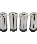Four collets from the 72 Piece Precision 5C Collet Set Inch Range 1/64 to 1-1/8 Inch With All 1/64 Size Collets, metal material