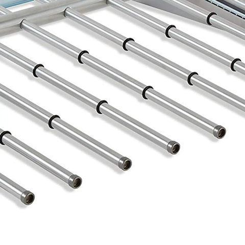 Seven Pair Pants Rack For Closets In Titanium Finish With Non Slip Grippers And Slick Ball Bearing Glide Holds Seven Pairs