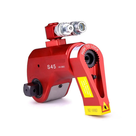 Heavy Duty Hydraulic Torque Wrench With 360 Multidirectional Swivel Square Drive And Quick Release Fittings forged steel red component.