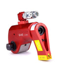 Heavy Duty Hydraulic Torque Wrench With 360 Degree Swivel Square Drive And Featherweight Build, red metal finish, designed for tight bolts.