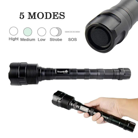 High Power 2500 Lumen USB Rechargeable LED Flashlight With Memory Strobe IP68 Waterproof EDC Torch handheld view