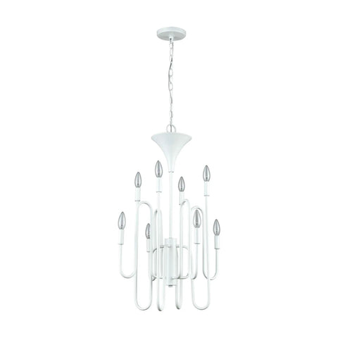 Decatur 8 Light Matte White Chandelier For Ceiling Mount, 19 By 19 Inch Width, 33 Inch Height, Metal Hardwired Ceiling Light