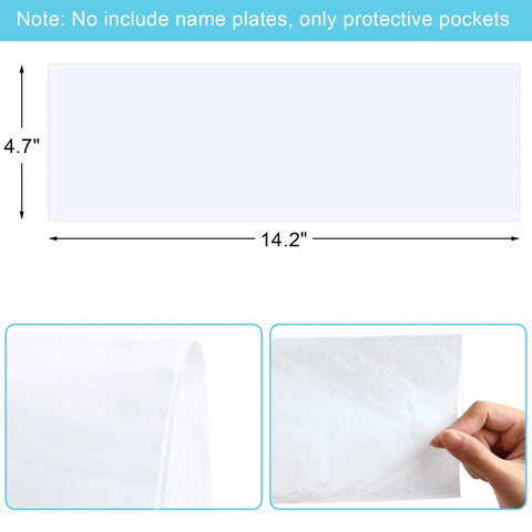 Stick On Nameplate Pockets For Desks, 40 Pack, Clear Adhesive Covers Measuring 4.7 X 14.2 Inches, Easy Peel And Stick