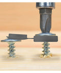 200 Pcs Plastic Hinged Screw Head Covers Snap On Caps Light Grey 13.6x29mm shown covering screws in wood surface