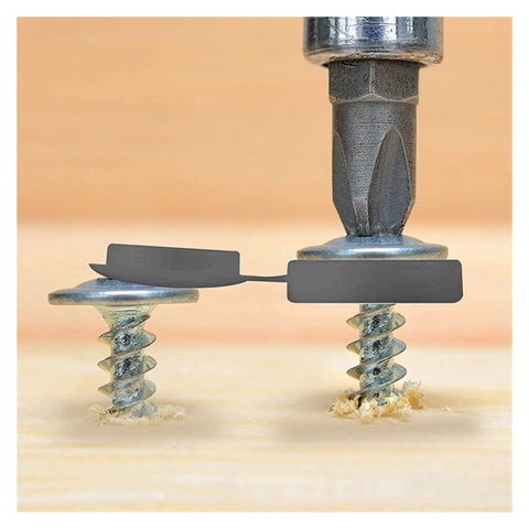 200 Pcs Plastic Hinged Screw Head Covers Snap On Caps Light Grey 13.6x29mm shown covering screws in wood surface
