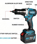 Professional Grade Cordless Electric Rivet Nut Gun For M3 Through M12 Threaded Inserts With Automatic Mandrel Extraction with labeled parts.