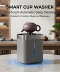Automatic Desktop Cup Washer With 1.8L Tank Electric Glass Rinser Fits Mugs And Wine Glasses Quick Jet Spray No Plumbing Required shown on countertop.
