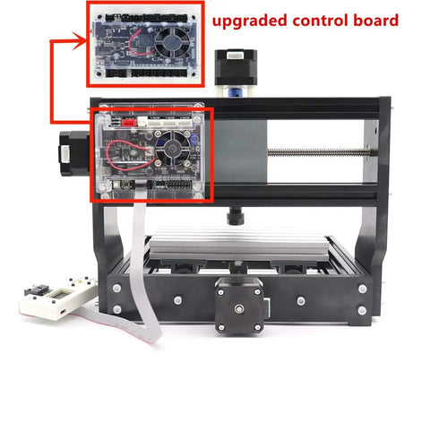 Front view of 1610 Pro Desktop CNC Milling Machine With Offline Controller showing upgraded control board and offline components.