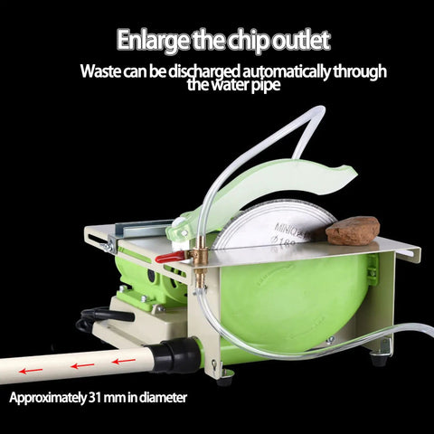 Pro 110V Gem Faceting Machine 5-in-1 Bench Grinder with water pipe for automatic waste discharge.