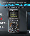 2 In 1 Portable Oscilloscope And Multimeter With 50Msps A D Sampling showing adjustable waveform on LED screen