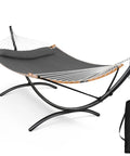 Portable Standing Patio Hammock With Foldable Steel Stand, Heavy Duty Frame Supports Up To 475 Lbs For 2 To 3 People, Dark Gray