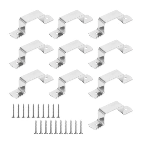 Stainless Steel Fence Brackets 8cm Set Of 10 Heavy Duty Weatherproof Post Clips with screws for Deck Gazebo Backyard Fencing