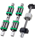 Two Piece Linear Guide Rail Kit With 250 To 1500mm Rails Four HGH15CA Carriage Blocks SFU1605 Ballscrew Set With BFBK12 Nut Housing DSG16H Nut And D25l30 Coupler For Pro Grade CNC Motion, rails and blocks