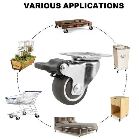 Four Pack Beefy Heavy Duty Furniture Casters Wheels Stainless Steel Castors Swivel Office Rubber Rollers applications