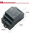 Ultra Slim Step Shape 24V DC DIN Rail Power Supply 60W 2.5A With Wide 85 To 264V AC Input TS 35 7.5 Or 15 Mount dimensions shown