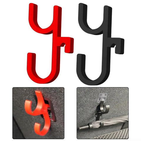 Heavy Duty Car Umbrella Hooks Mounting Bracket For Tool Install Storage Hanger In SUV Trunk Anti Slip Coat Holder with red and black hooks
