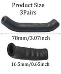 Three Pairs Black Bicycle Brake Lever Grips With Anti Slip Silicone Texture shown with dimensions 78mm by 16.5mm