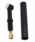 125 Amp Air Cooled TIG Welding Torch Head With Handle, Beefy Heavy Duty WP9 Style Torch Body For Precise TIG Welding, 3 8 24 RH Female Receptacle, Fits 57Y01R 57Y03R Cables, Durable Pro Grade Arc Tool For Industrial Welders. black WP-9 TIG torch head with handle and brass receptacle