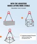 Heavy Duty Chain Sling Three Eighths Inch By 6 Ft With 2 Leg Grab Hooks And Adjusters, G80 Mn Steel Lifting Chains For Engine Hoist, 11000 Lbs Capacity, 5 Ton Rigging Chain With Durable Hooks Built Tough, adjustable hook lifting irregular shapes